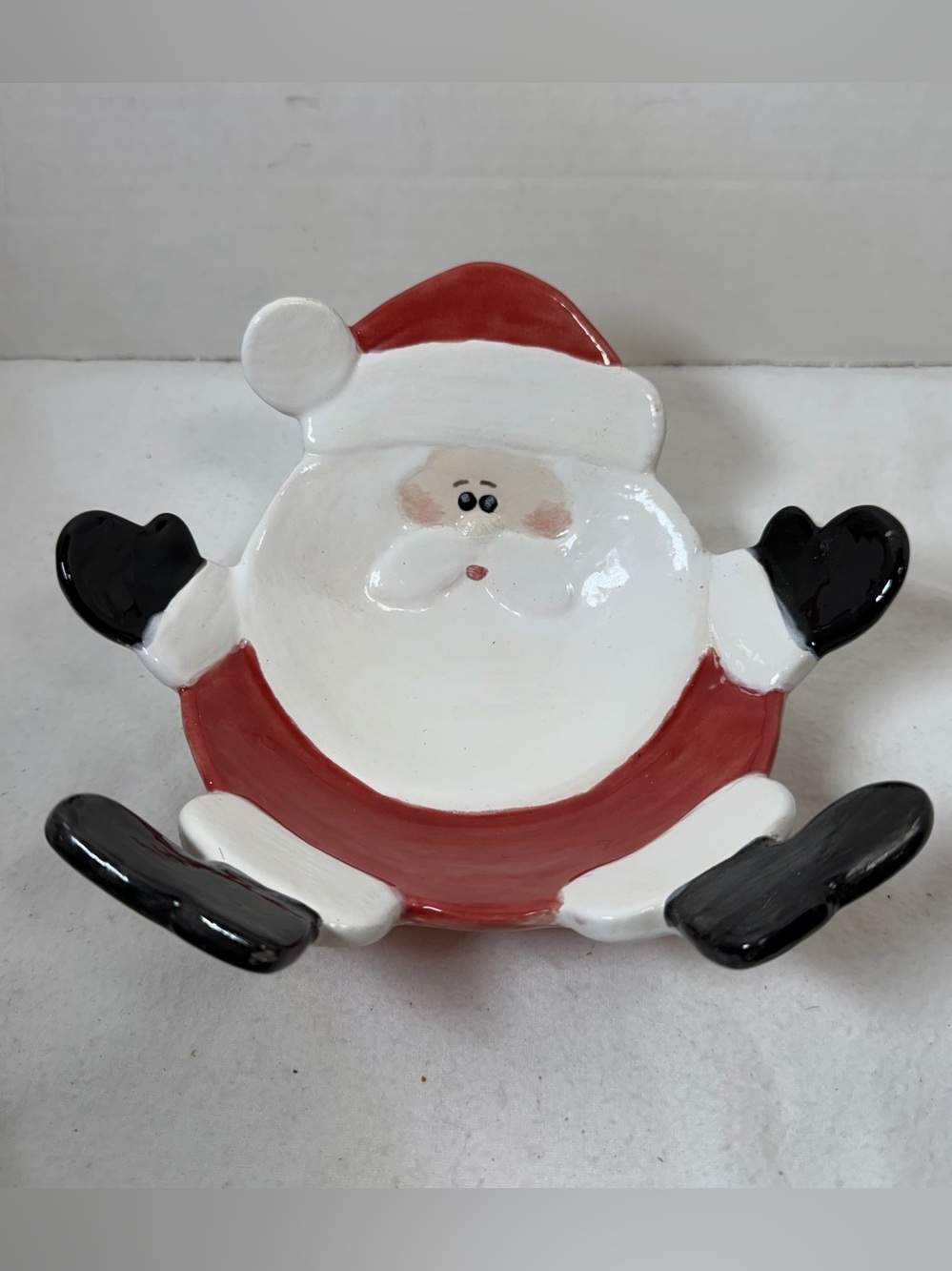 Santa Claus Ceramic Candy Dish Trinket Tray Christmas Decor Holiday